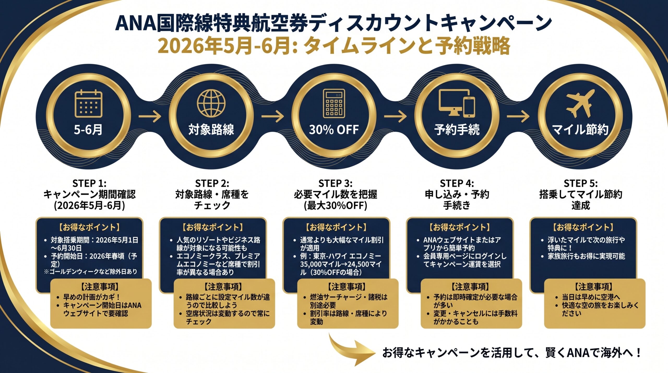ANA国際線特典航空券 減額キャンペーン2026年5〜6月 タイムラインと予約戦略