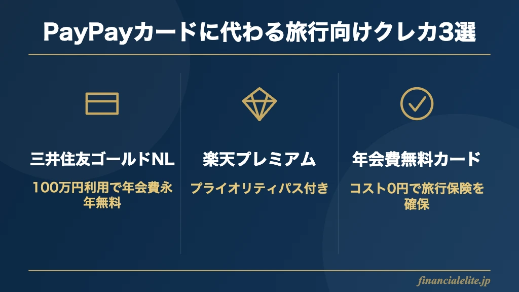 PayPayカードの代替クレカ3枚の比較図