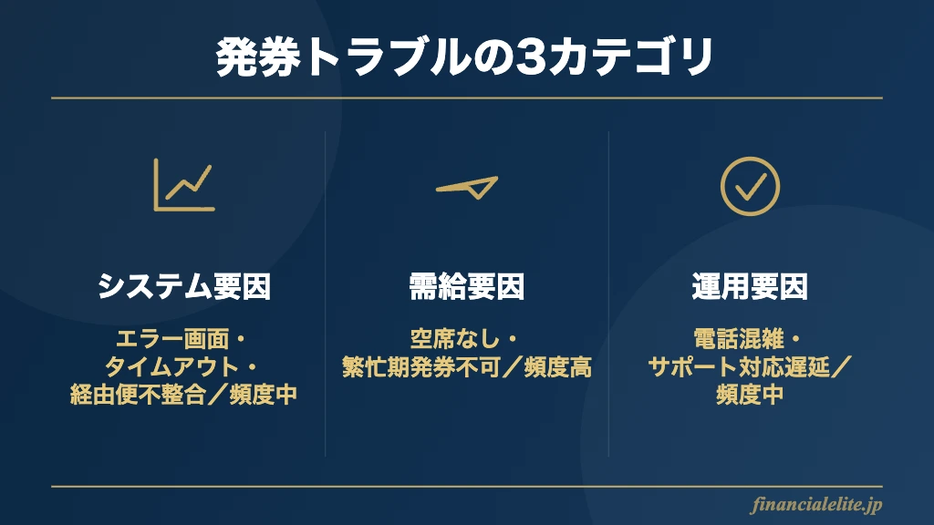特典航空券トラブル3カテゴリの図